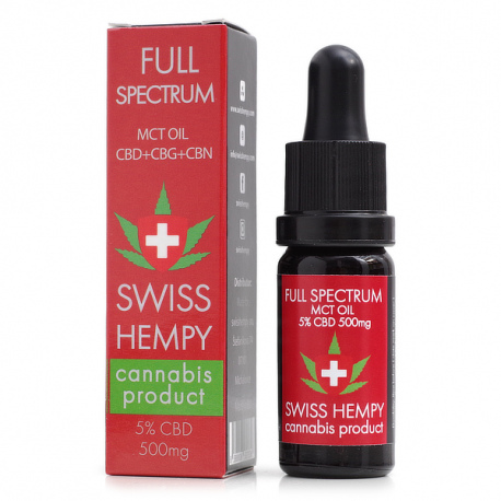 5% CBD olej (500 mg) Full Spectrum 10 ml Swiss Hempy