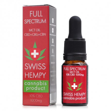 10% CBD olej (1000 mg) Full Spectrum 10 ml Swiss Hempy