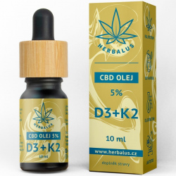 CBD olej 5% s vitamínmi D3 + K2 10 ml Herbalus
